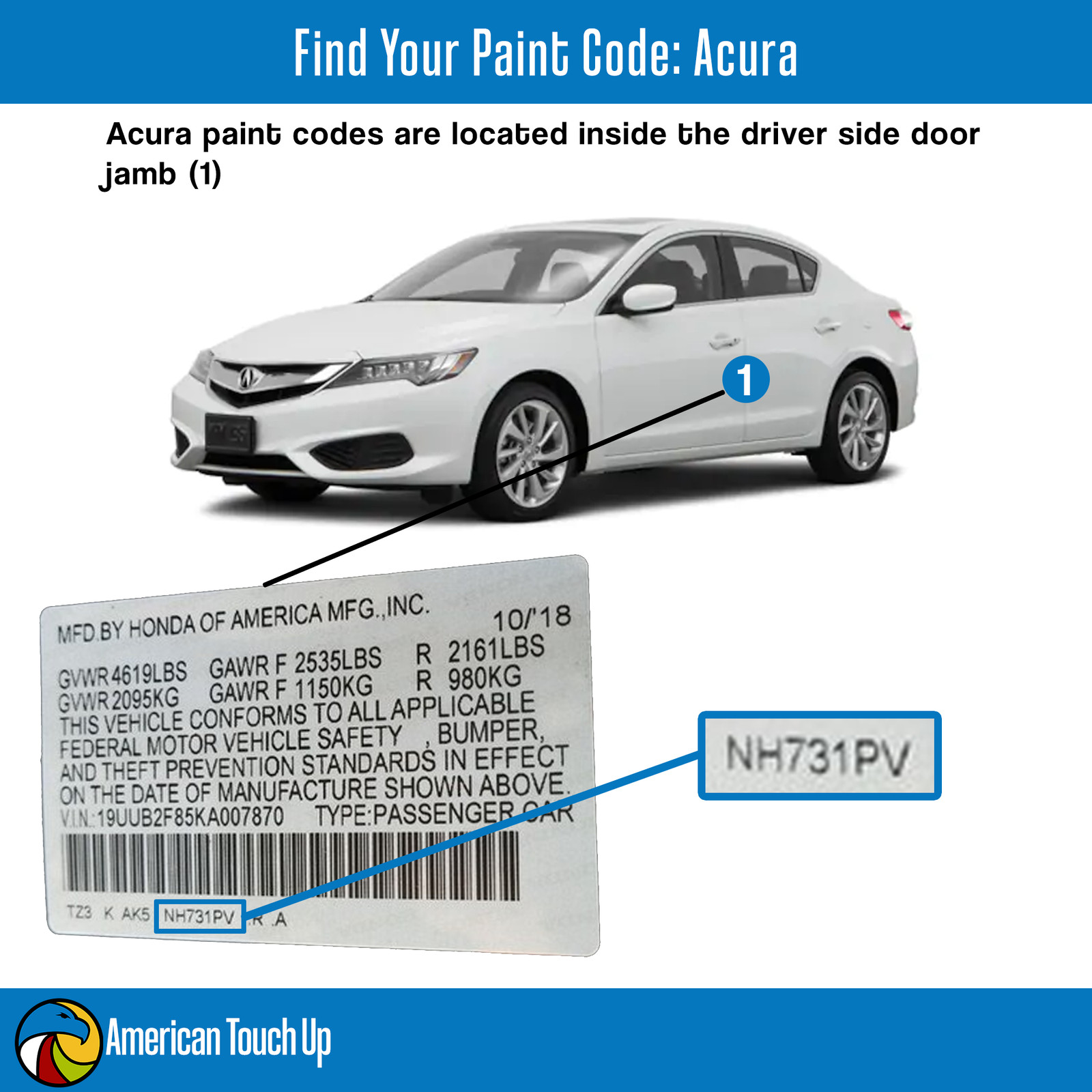 ACURA – Genuine OEM Automotive Touch Up/Spray Paint SELECT YOUR COLOR CODE