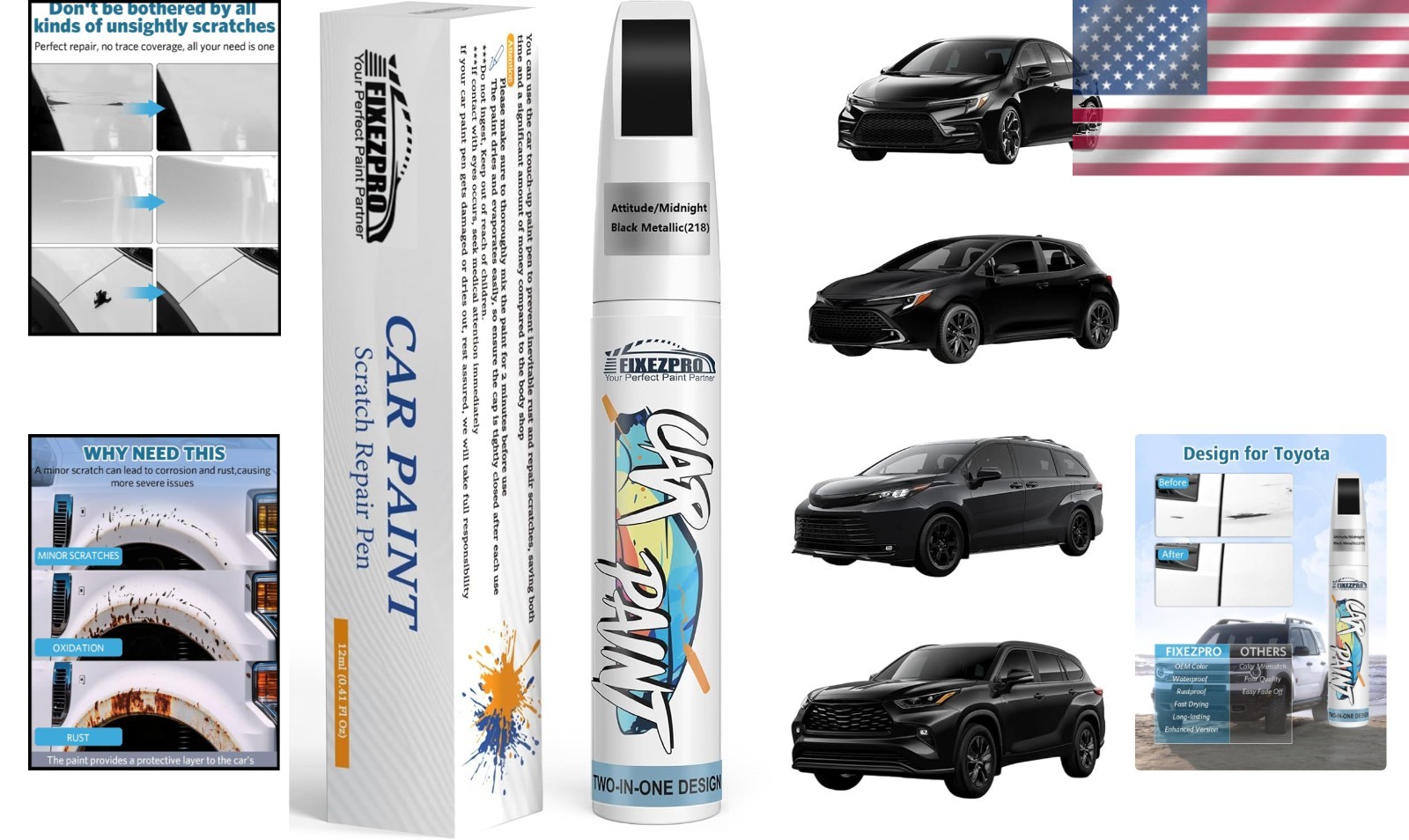 Toyota 218 Attitude Black Car Touch-Up Paint – Rust & Scratch Resistant Solution
