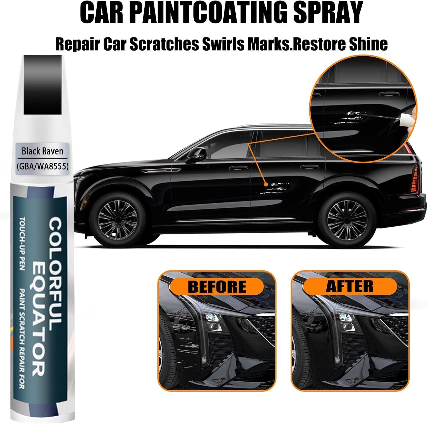 Black Raven(GBA/WA8555) Touch Up Paint Compatible with Cadillac, Car Paint Pen S