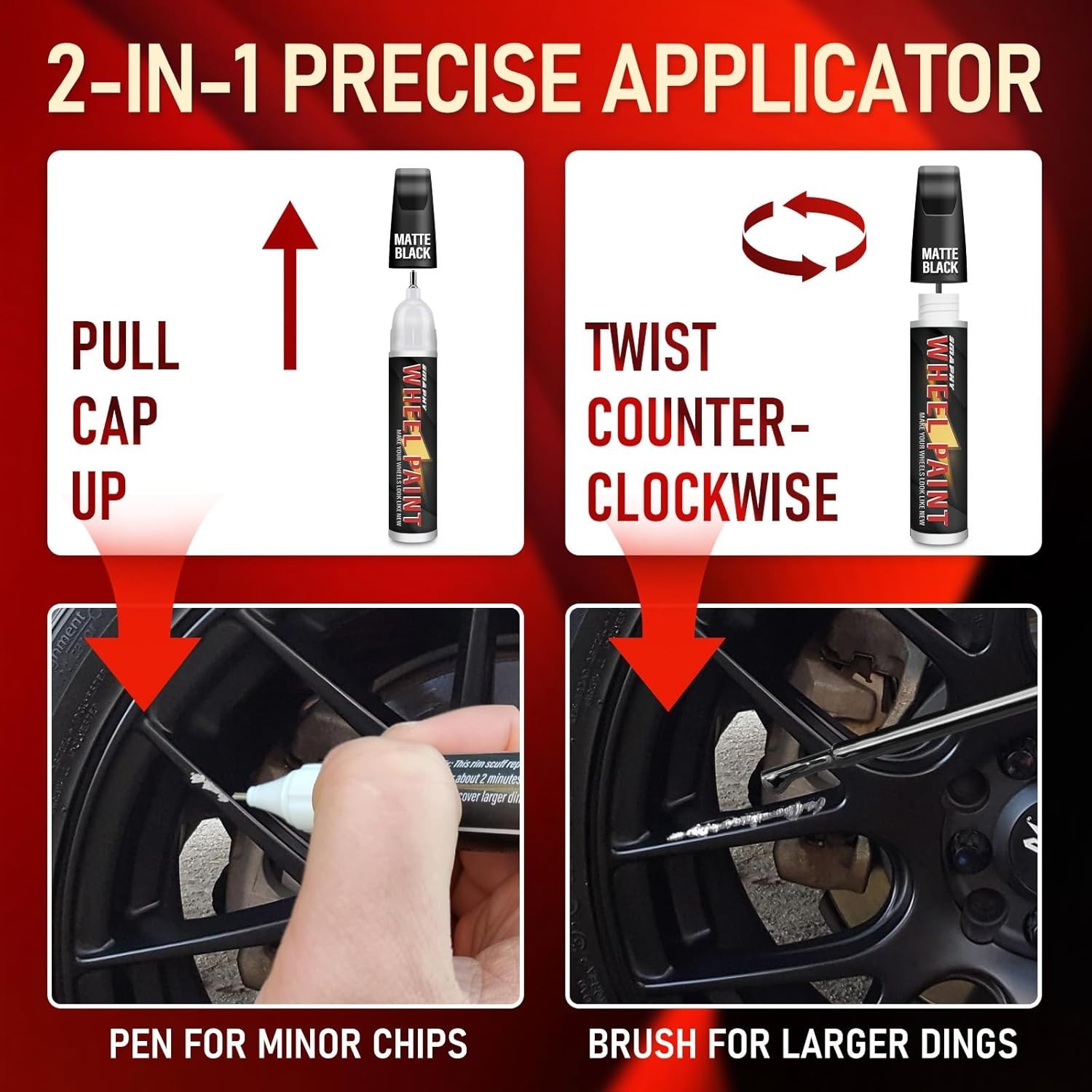 Matte Black Rim Touch-Up Paint Pen – Waterproof & Rust Resistant Enamel Solution