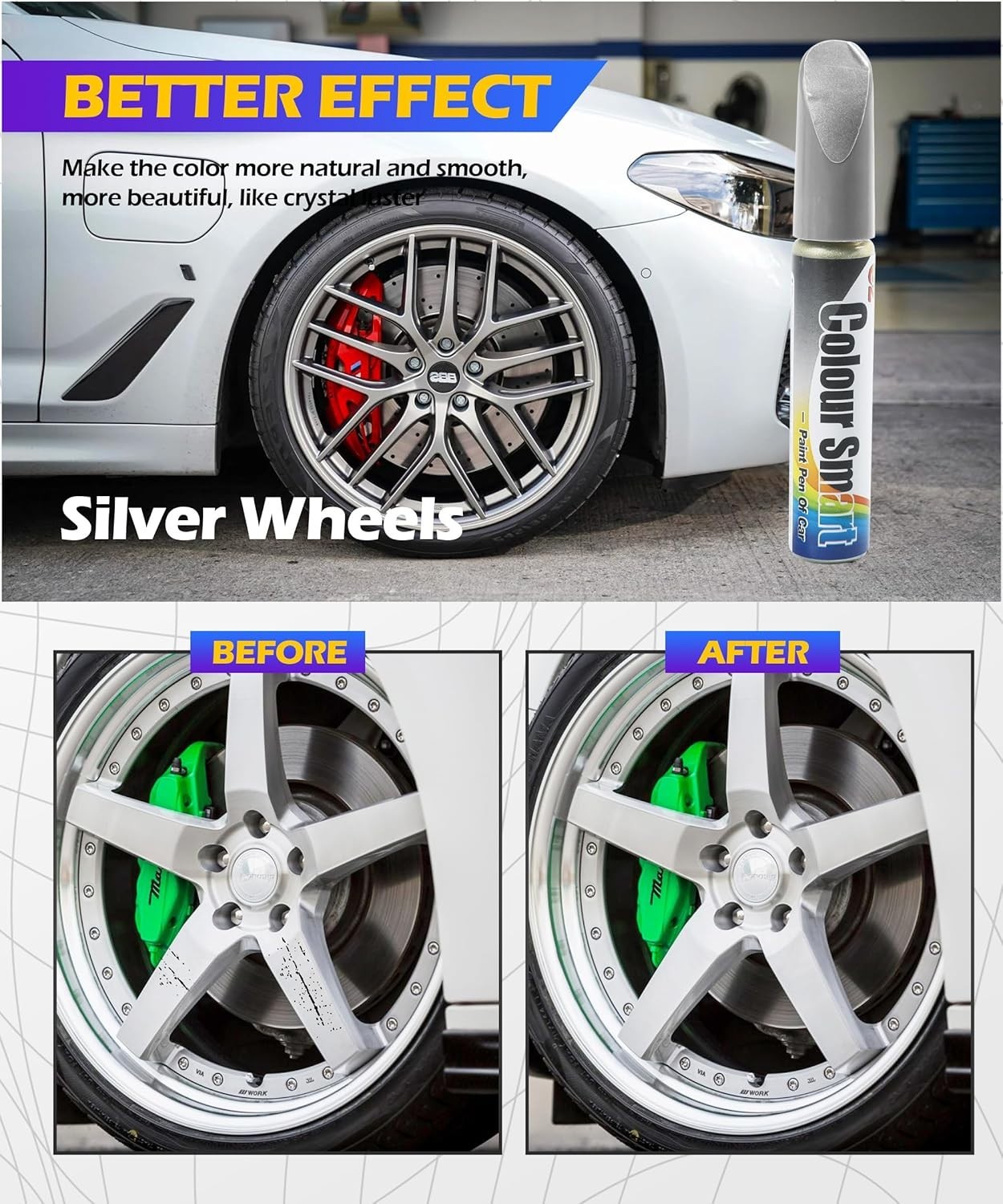 Wheel Repair Kit Silver Rim Touch Up Paint Car Wheel Paint Recover Scratch USA