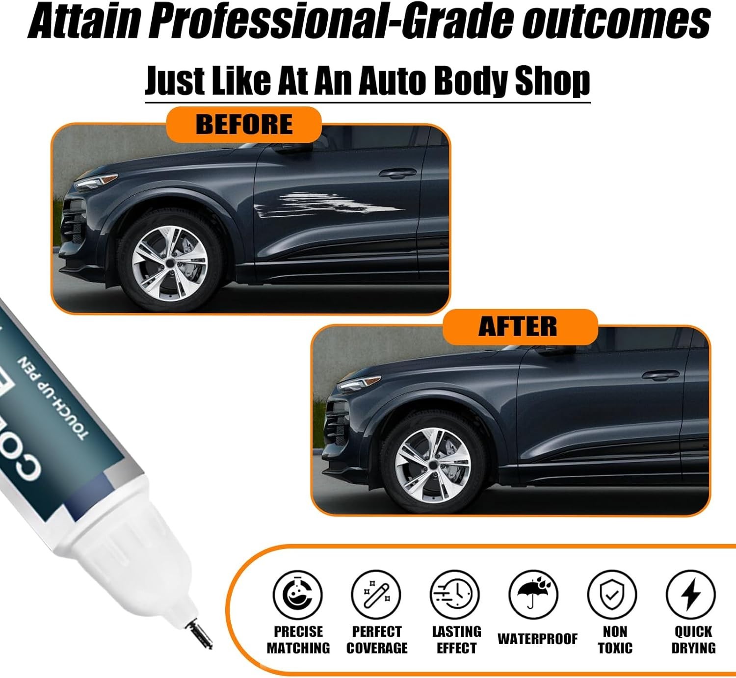 Manhattan Gray Metallic Touch Up Paint for Audi – 2-in-1 Scratch Repair Tool