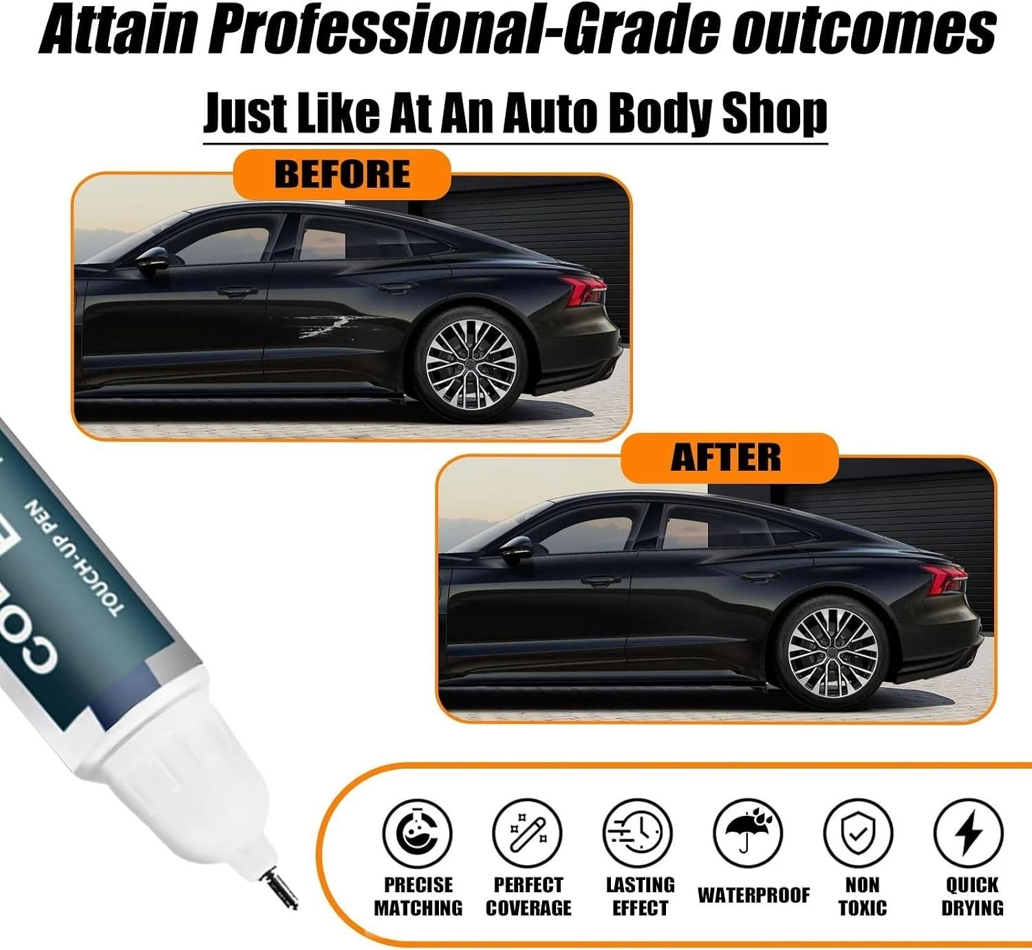 0.4 Fl Oz Mythos Black Metallic Touch-Up Paint for Audi – Quick-Dry Scratch Fix