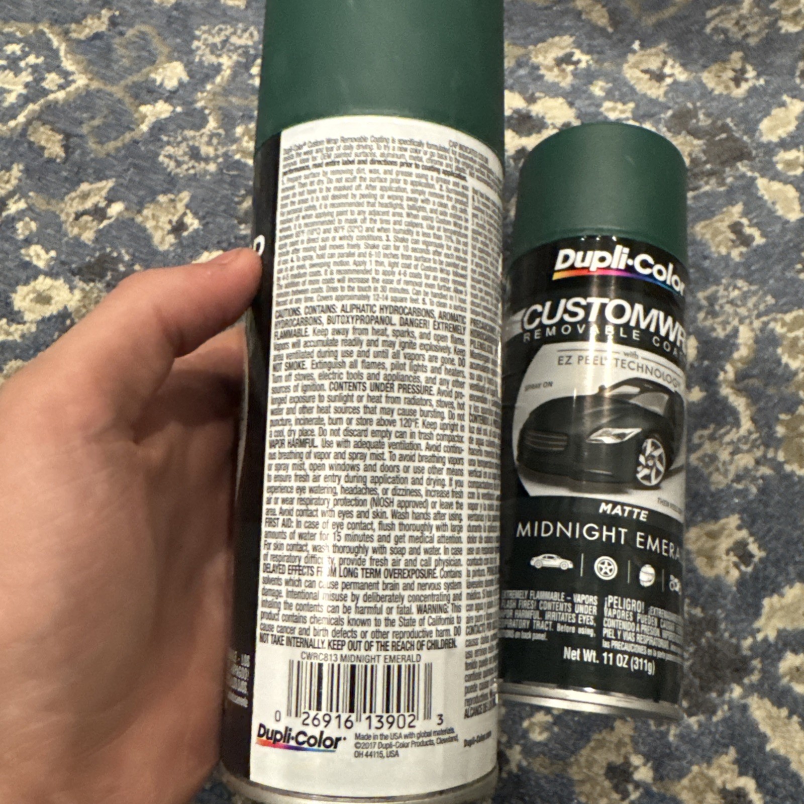 2 Cans Dupli-Color Custom Wrap Removable Coating Ez Peel Matte Midnight Emerald