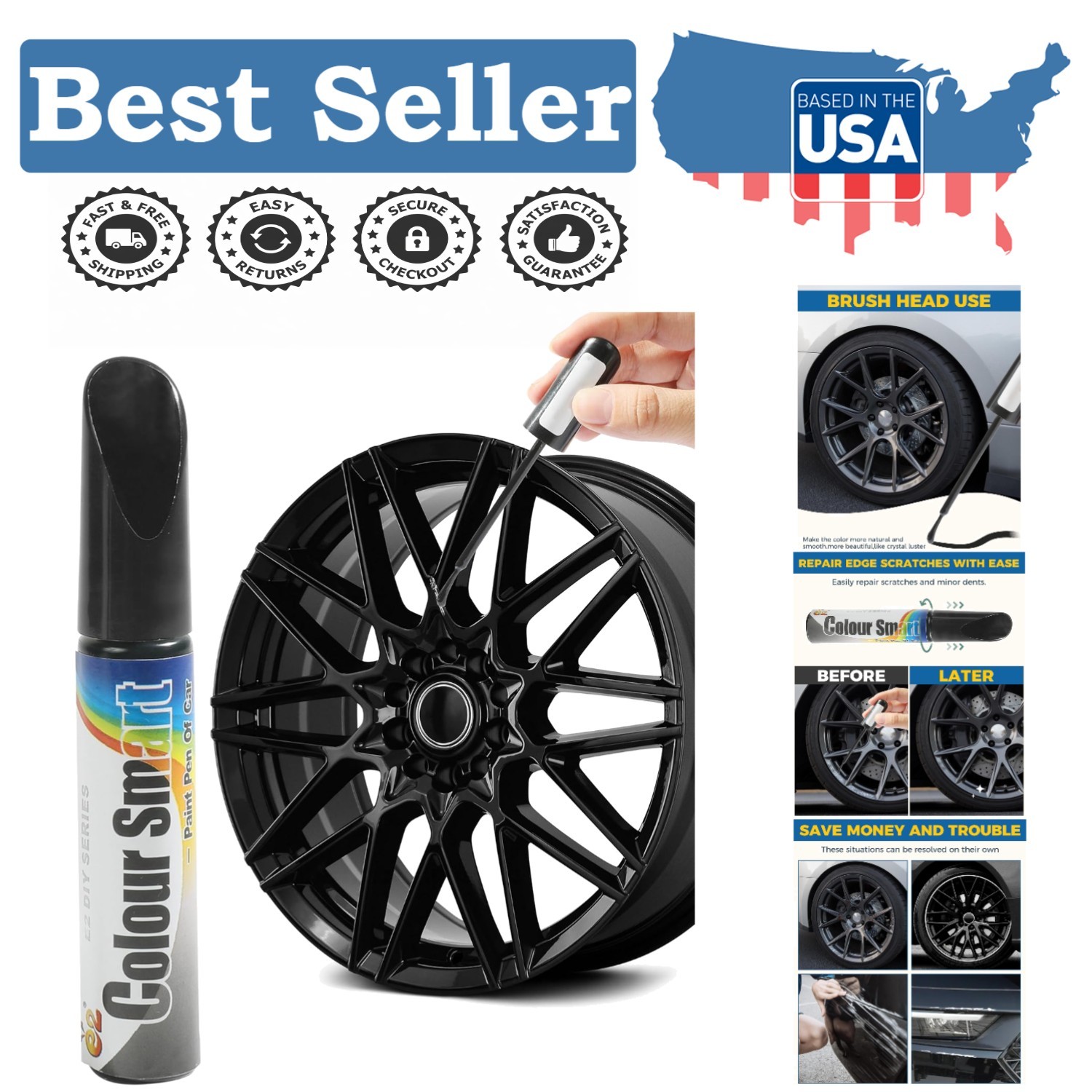 0.71 oz Black Auto Touch Up Paint Pen – Easy Application, Rust Proof