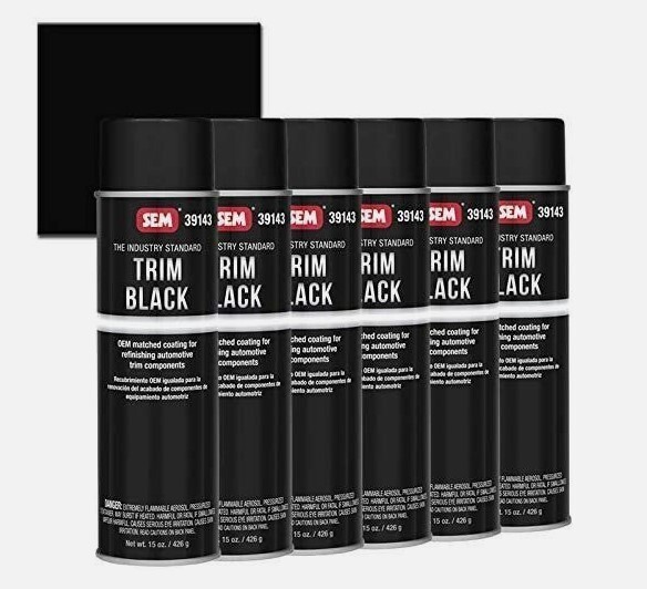 SEM 39143 Case of Trim Black Automotive Trim Finish Restoration 15 oz (6 Cans)