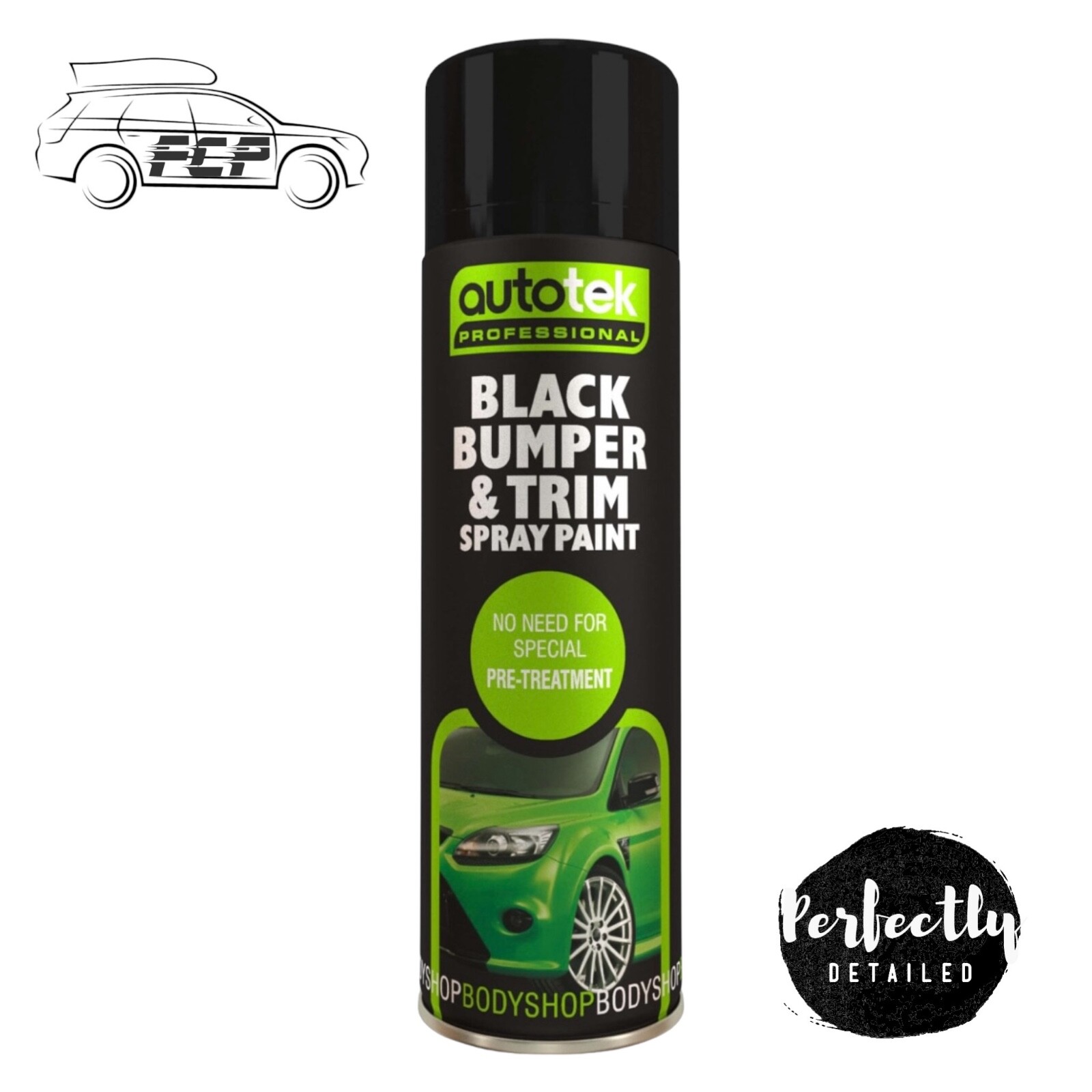 Autotek Professional Black Bumper Trim Spray Paint Aerosol Resist Fade 500ml