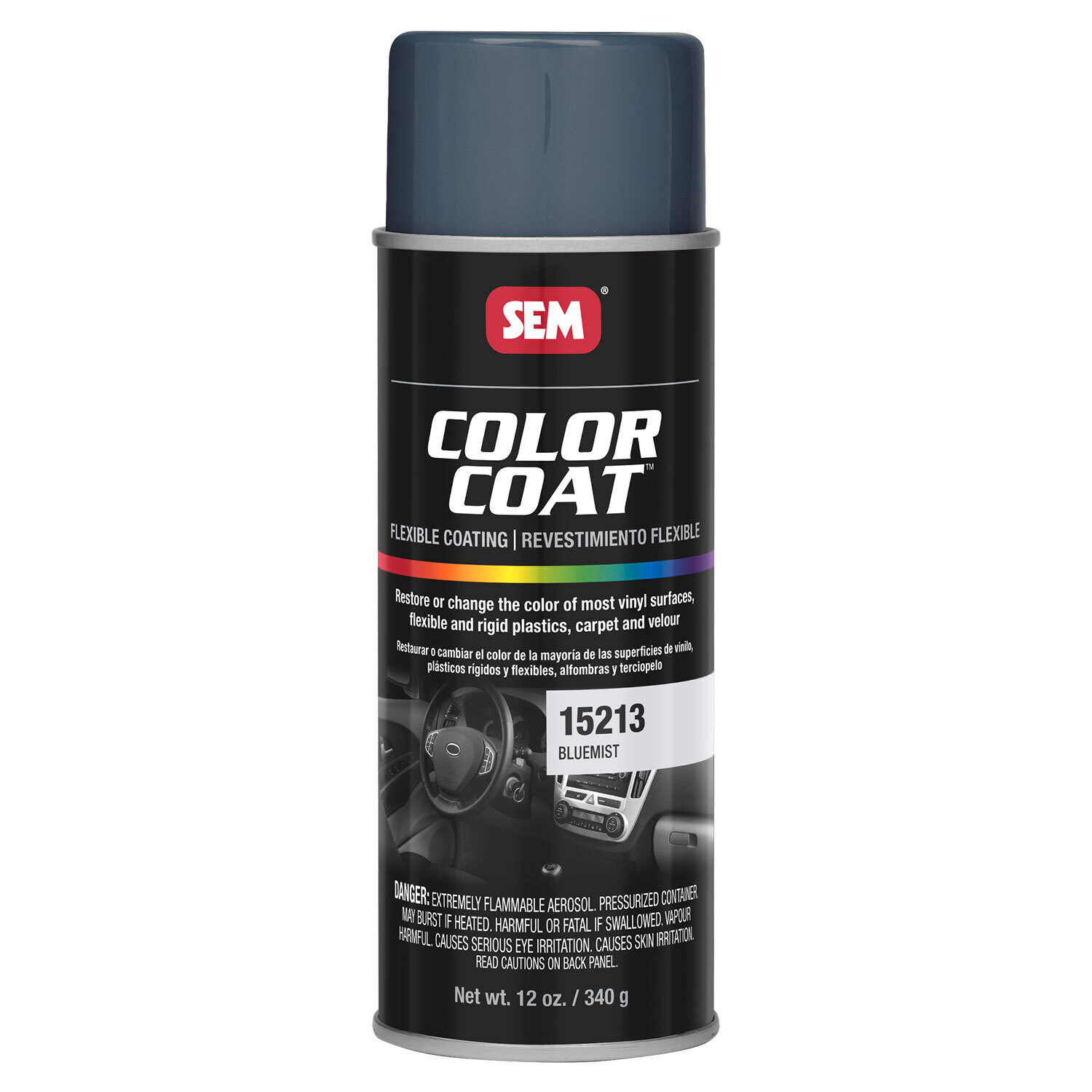 SEM COLOR COAT BLUEMIST Flexible Vinyl Spray Auto Paint 12 oz. SEM 15213