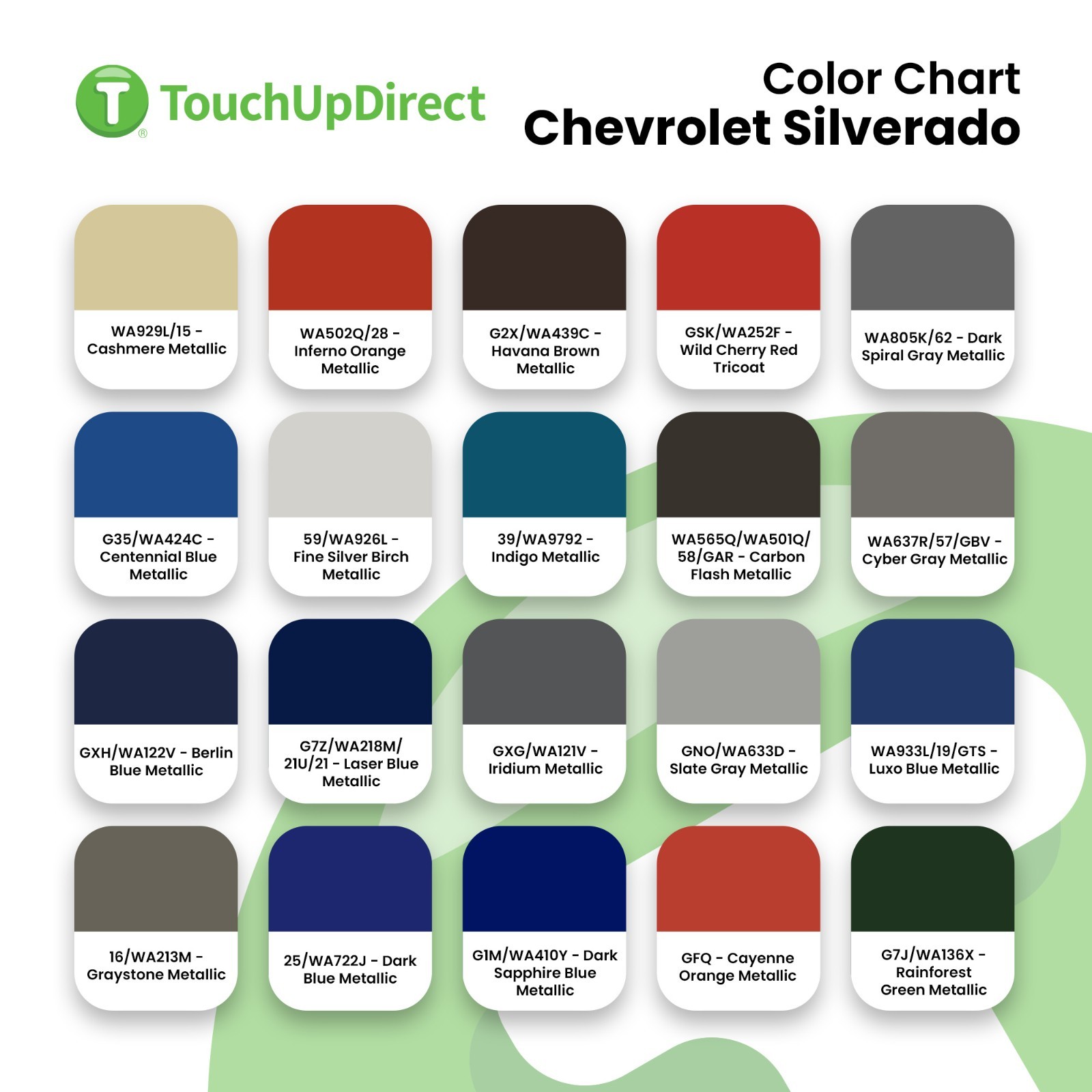 Chevrolet Silverado Touch Up Paint – Automotive Spray Paint or Brush -Pick Color