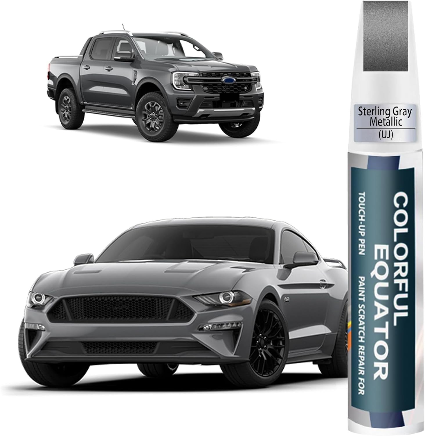 UJ Sterling Gray Metallic Touch Up Paint for Ford – Two-in-One Scratch Repair