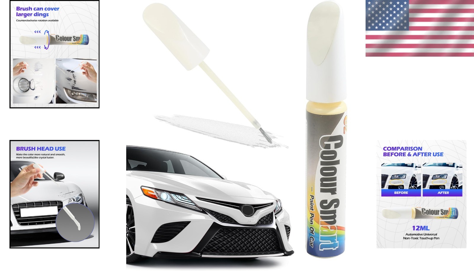 1 Oz Fast-Drying Touch Up Paint Pen for Car Scratch Repair – Gloss White Finish