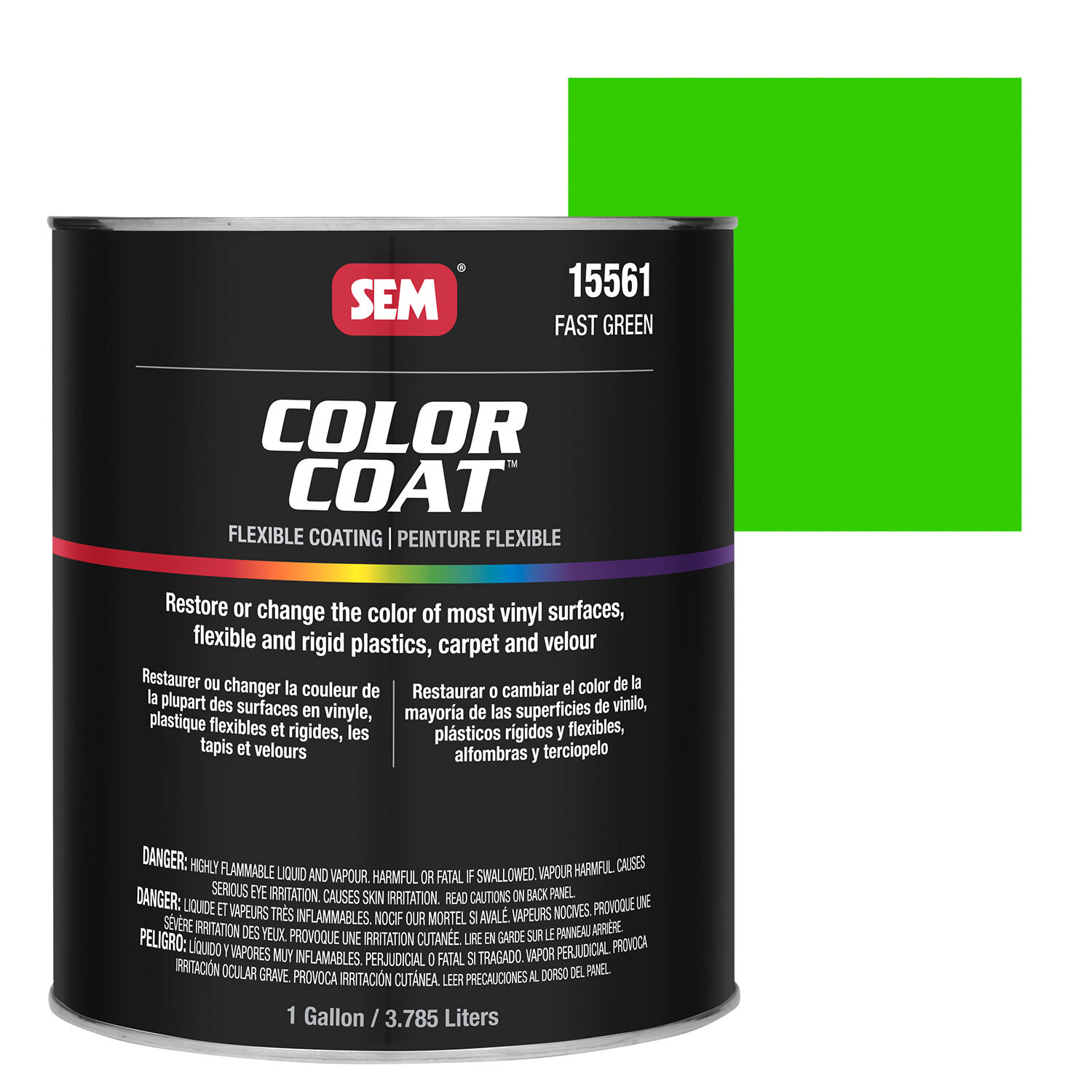 SEM Color Coat – Plastic & Vinyl Flexible Coating, Fast Green, 1 Gallon