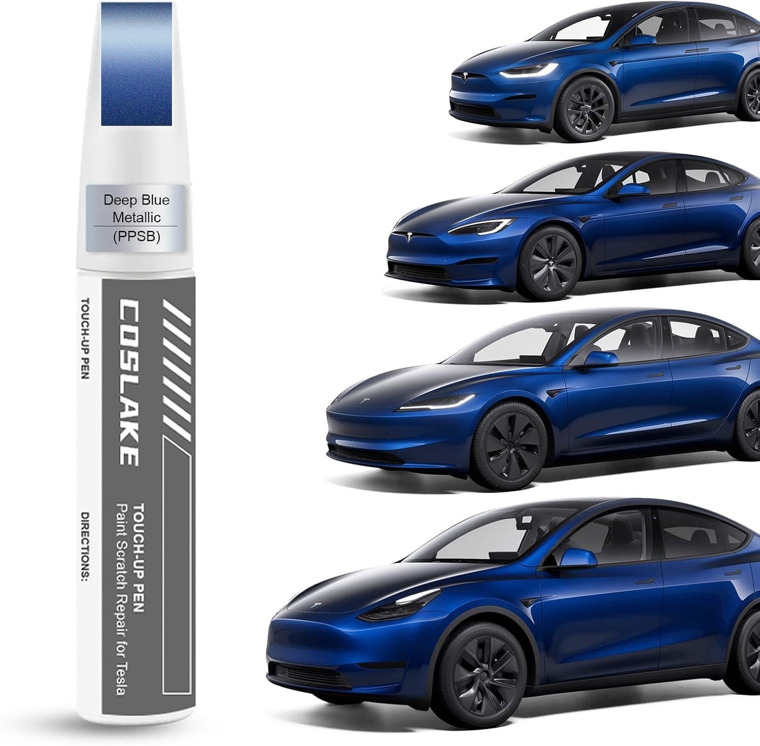 Car Touch Up Paint(Deep Blue Metallic(PPSB)) for Tesla Model Y/3/S/X, 2 in 1 DIY