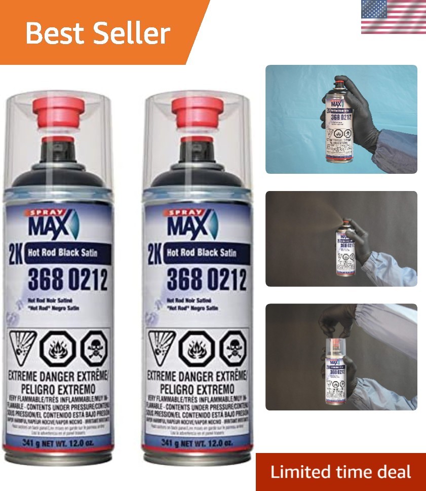 Spray max 2K Hot Rod Satin Black Spray Paint,Automotive Topcoat With Long Las…