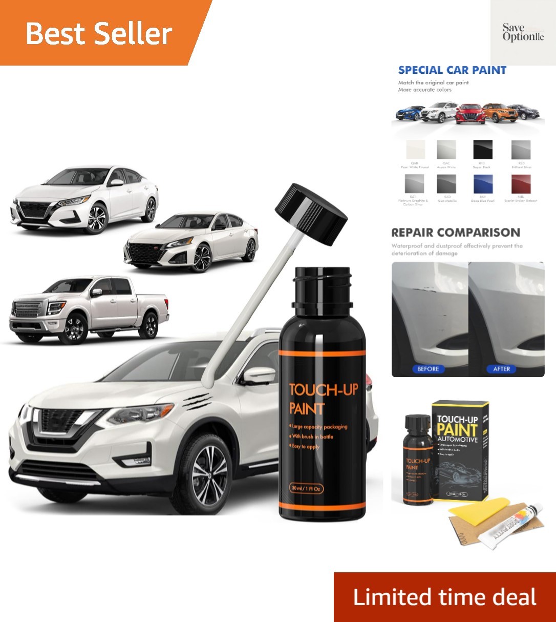 QAB Pearl White Tricoat Touch Up Paint for Nissan, DIY Car Paint Scratch Repa…