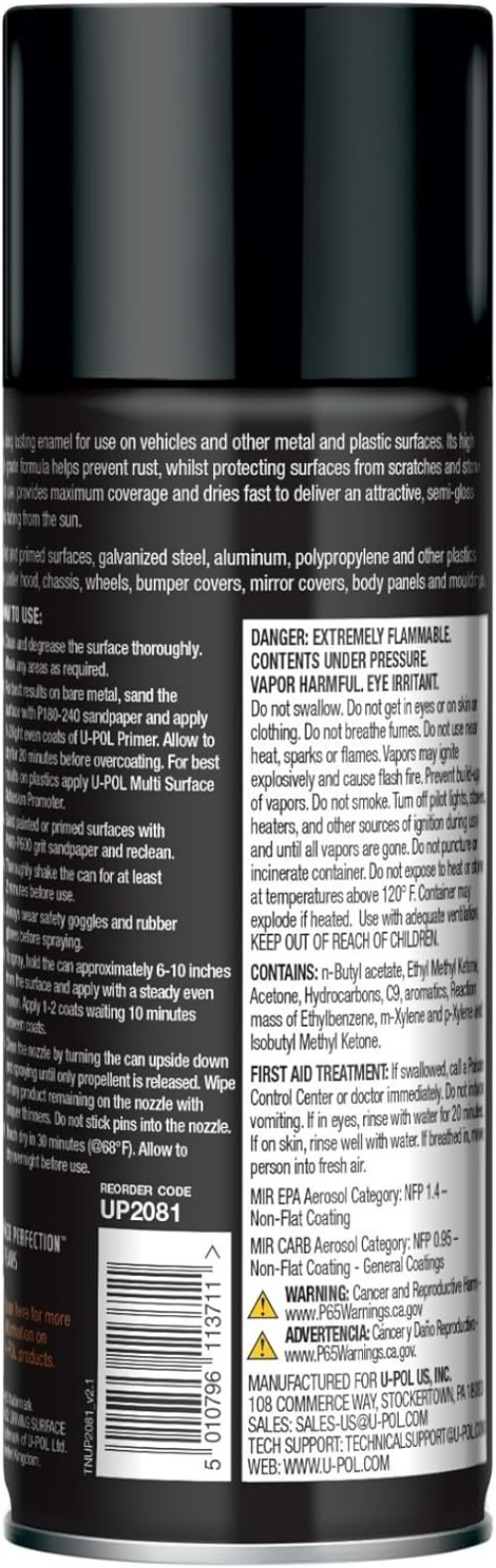 10 oz Anti-Fade Semi-Gloss Black Enamel Spray Paint for Metal & Plastic Surfaces