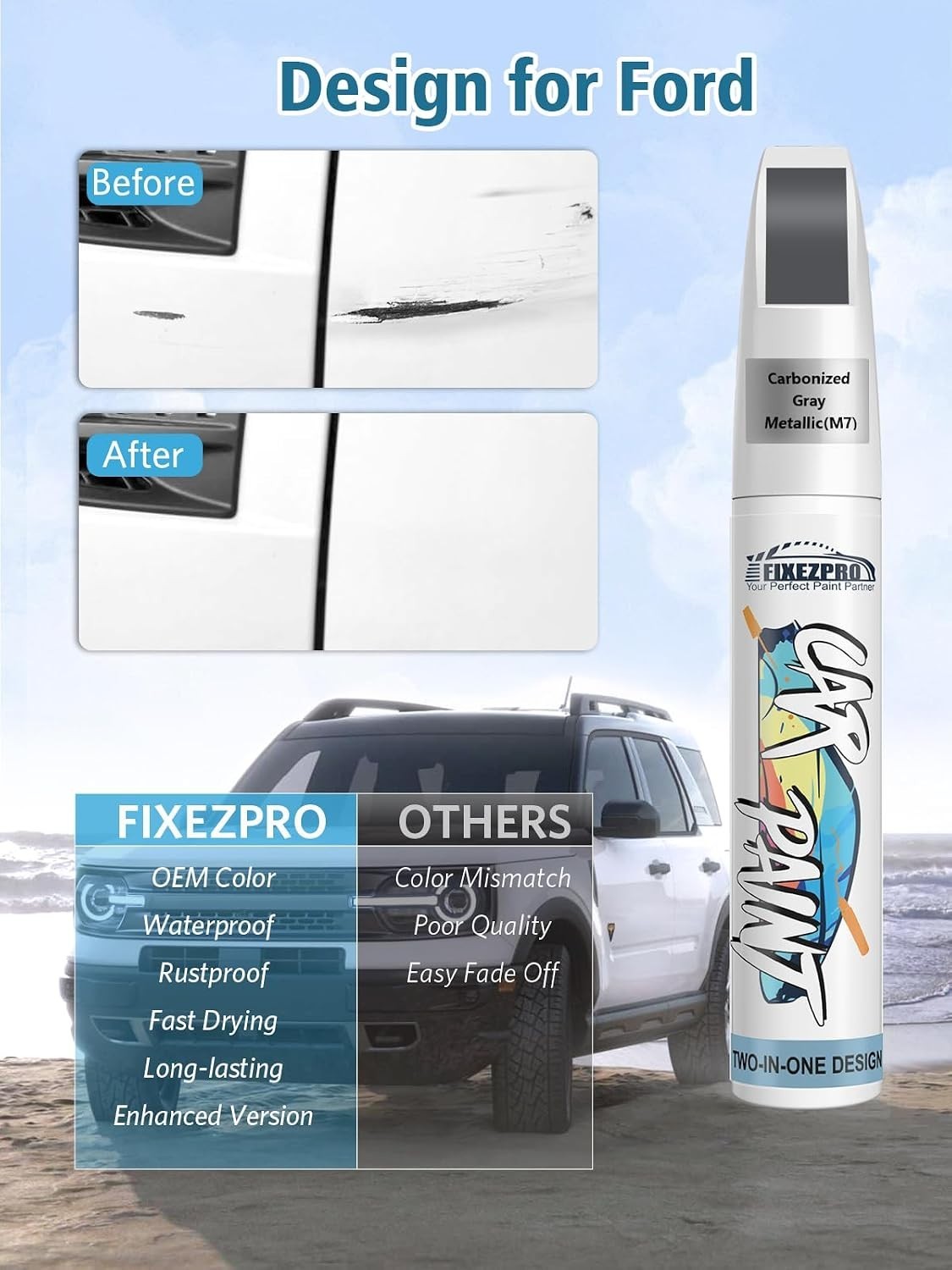 Quick & Easy Carbonized Gray Paint Repair Pen for Ford Models – Rust Resistant