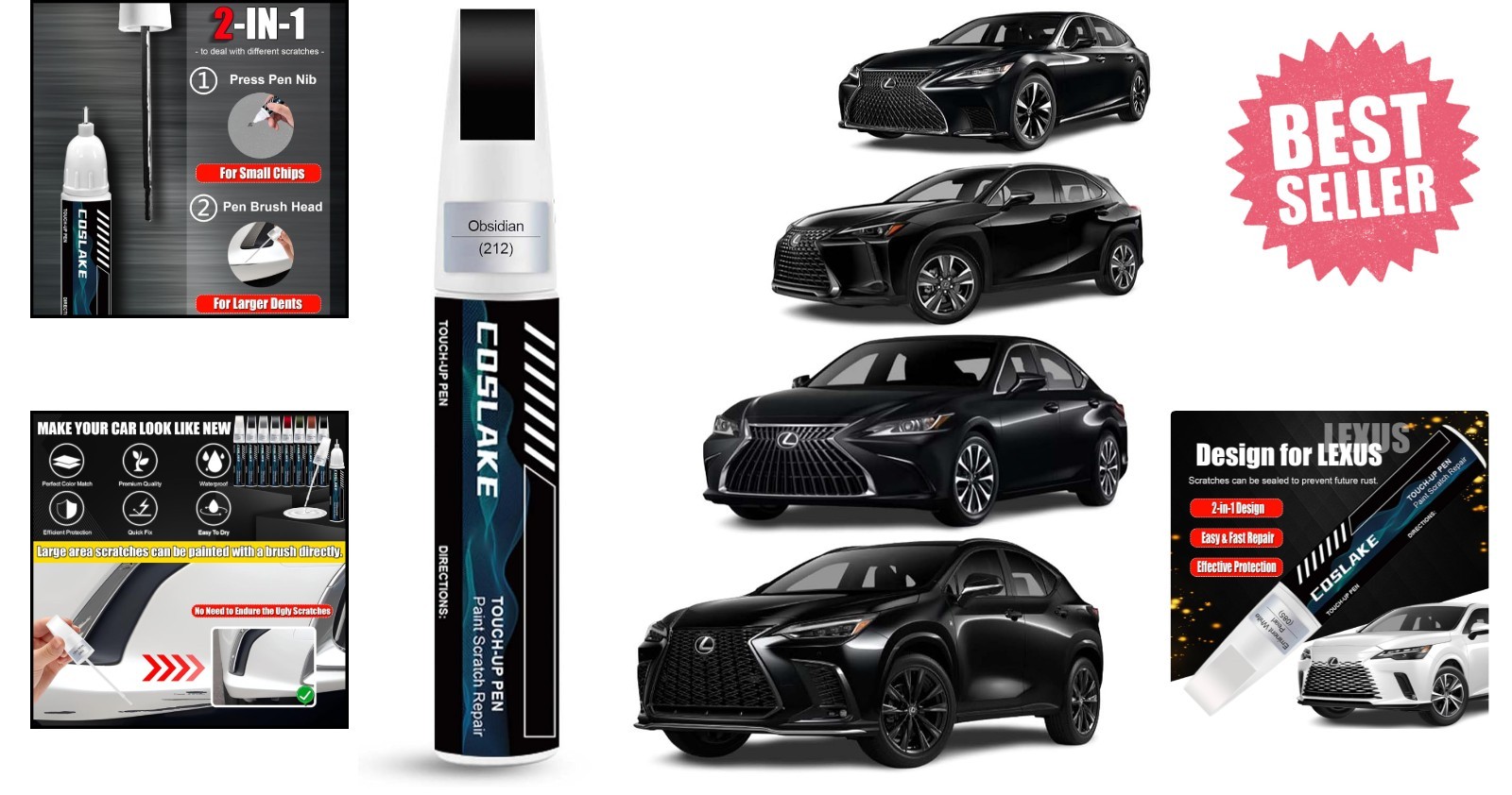 Quick & Easy Lexus Scratch Repair Paint | Obsidian 212 – Waterproof 12ml