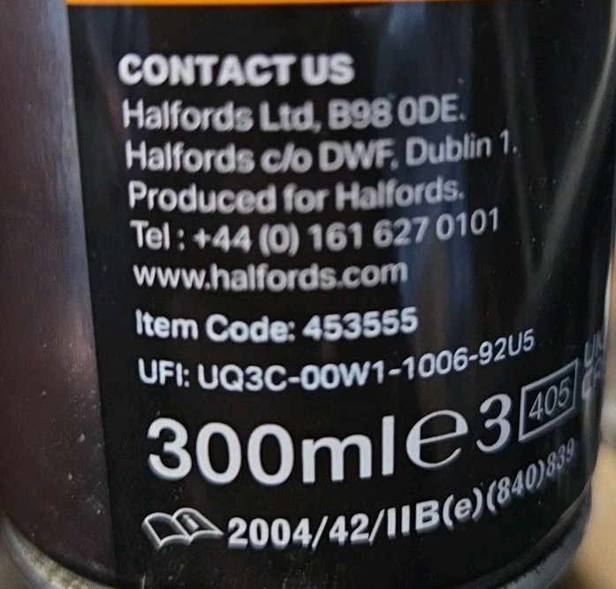 VAUXHALL BLACK SPRAY PAINT 300ML CANS HALFORDS x2