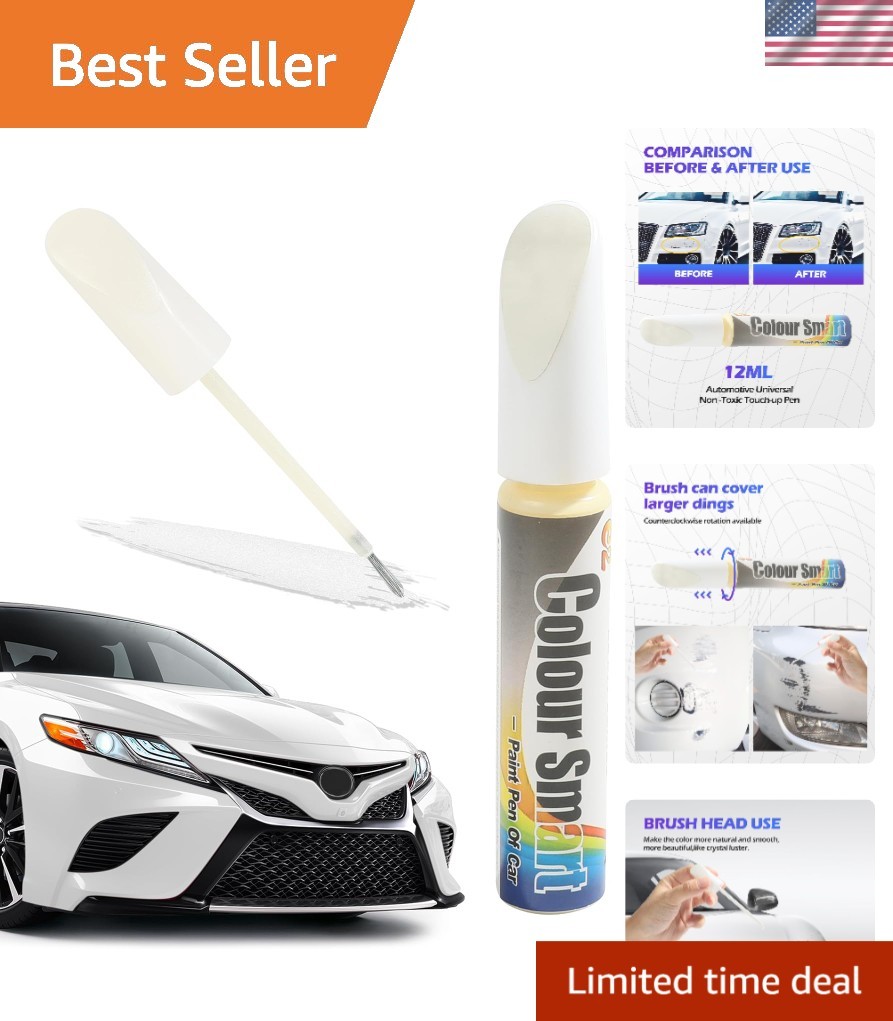 1 Oz Fast-Drying Touch Up Paint Pen for Car Scratch Repair – Gloss White Finish