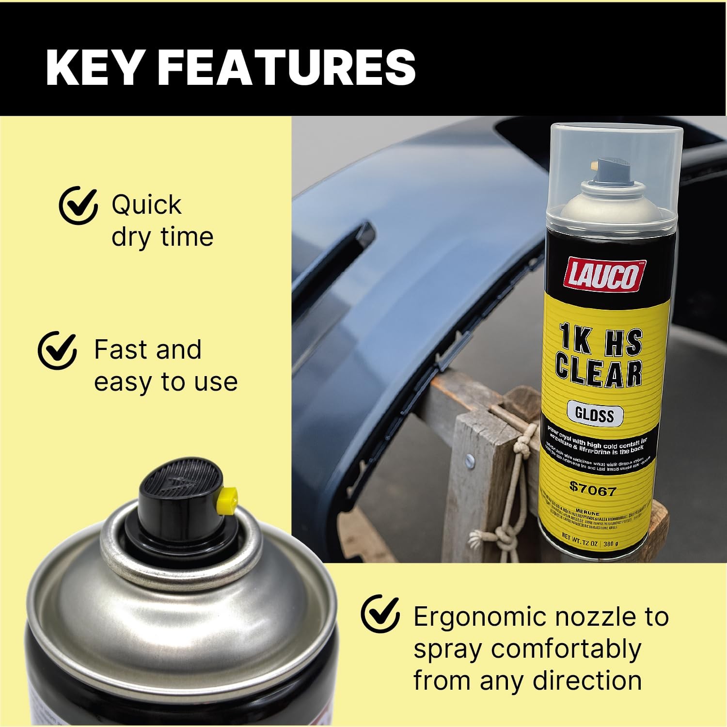 LAUCO 1K HS Gloss Clear 13 oz. Automotive Aerosol Spray Paint Can – Acrylic
