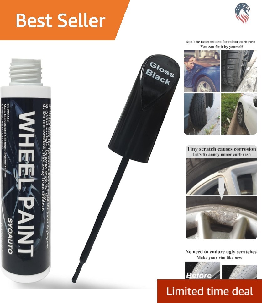 Gloss Black Rim Touch Up Paint Pen Compatible with Car Wheels Scratch Repair …