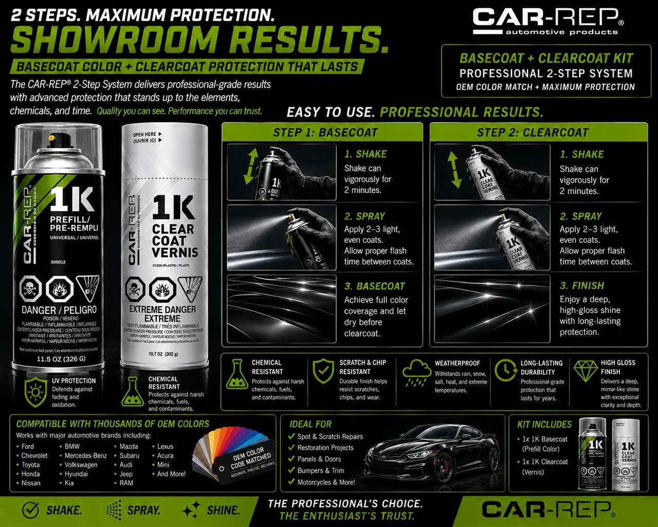 CAR-REP Basecoat & 1K Clearcoat for 1996 Porsche Chrome Blue L37R, 37R