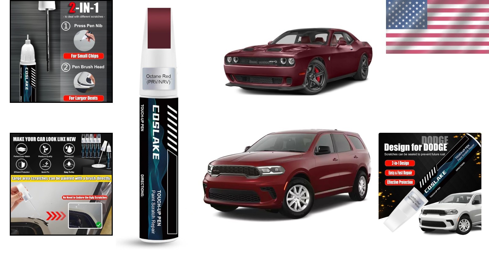 Dodge Scratch Repair Kit – Octane Red Touch Up Paint with Micro Applicators