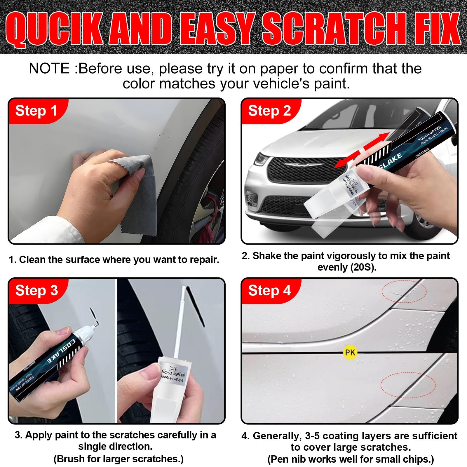 Touch Up Paint Kit For Chrysler Dodge C9 Diamond Red Metallic OEM Match