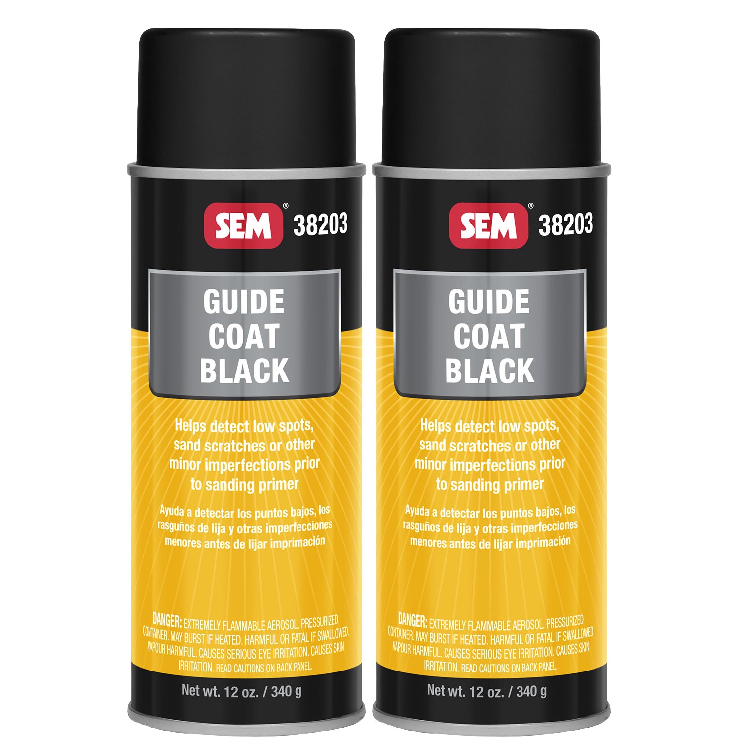 SEM Paint Guide Coat Primer Flat Black Aerosol 12 oz. Ea 38203, 2 Pack