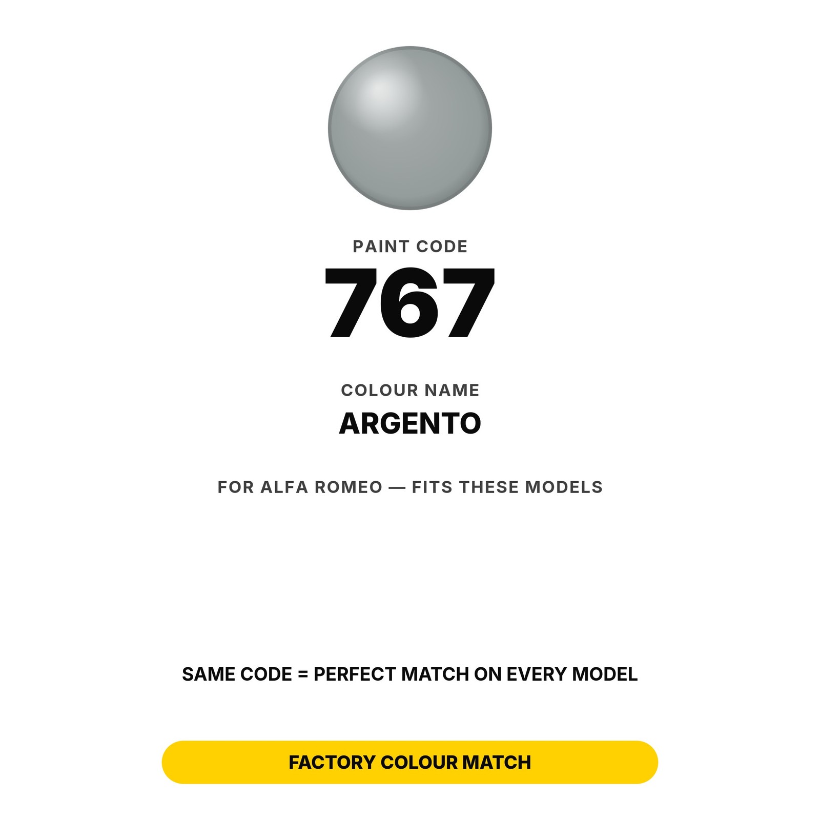 Touch Up Paint For Alfa Romeo 767 Argento Kit Factory Auto Paint Match