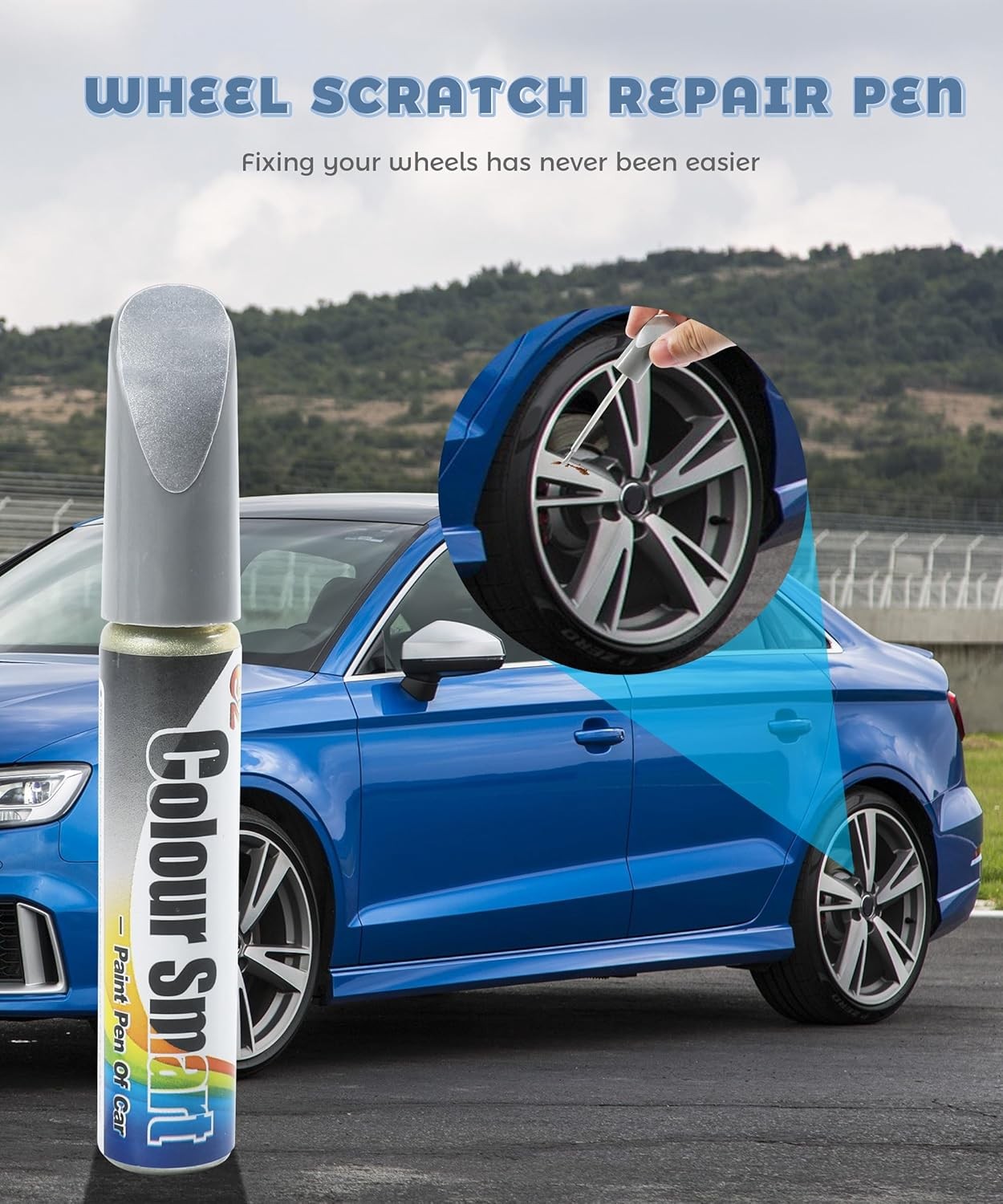 Rim Scratch Repair Paint Kit Silver – Wheel Touch-Up for Cars & SUVs Small Dents