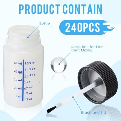 120 Pcs Touch Up Paint Bottles with Brush & Lid – 2 oz Empty Containers for Car