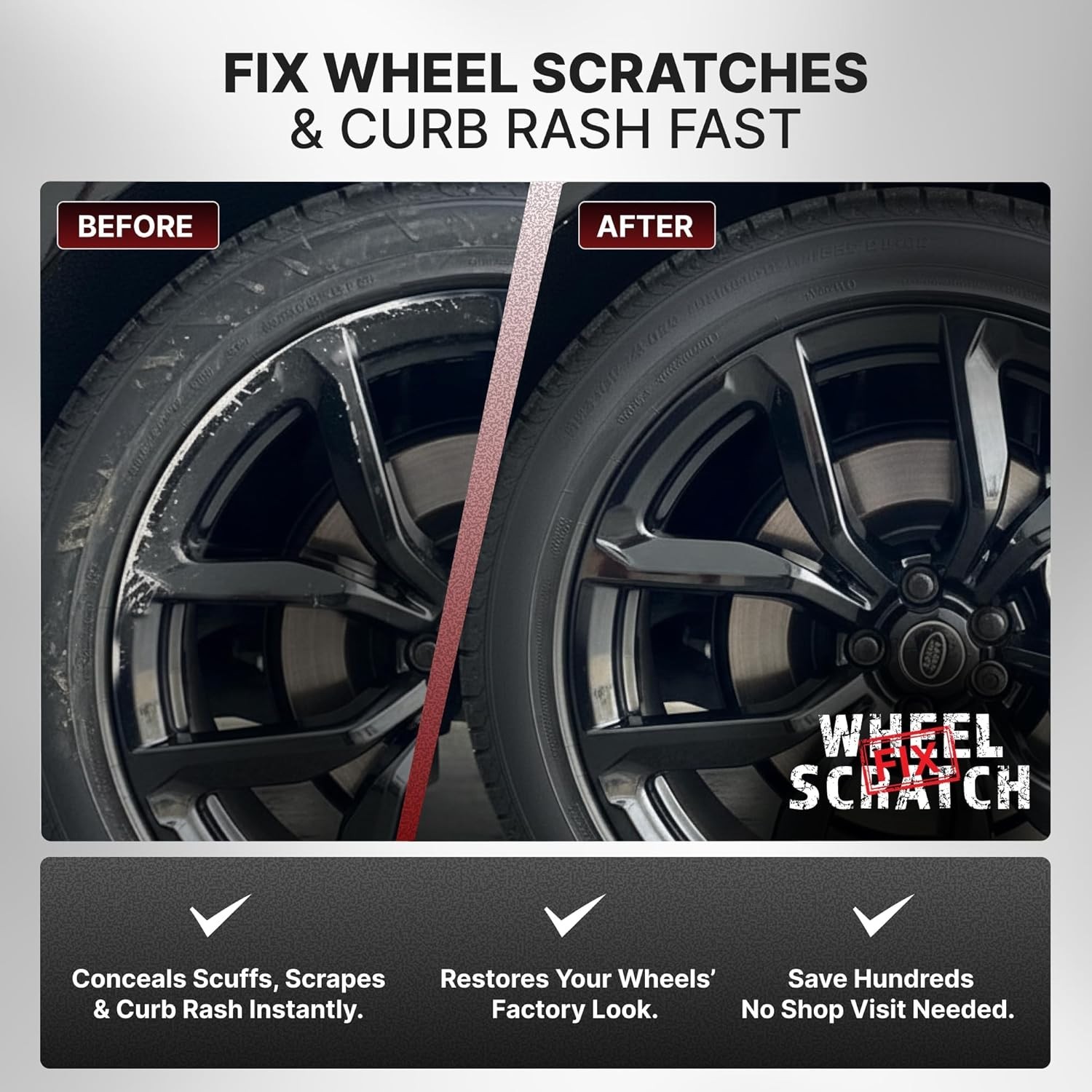 DIY Alloy Wheel Repair Kit with Gloss Black Paint for Scuff and Chip Removal