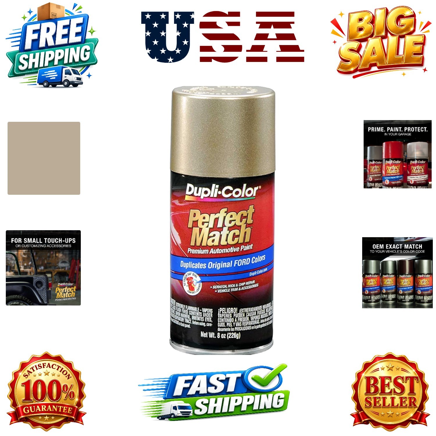 Perfect Match Automotive Paint, Harvest Gold, 8 oz