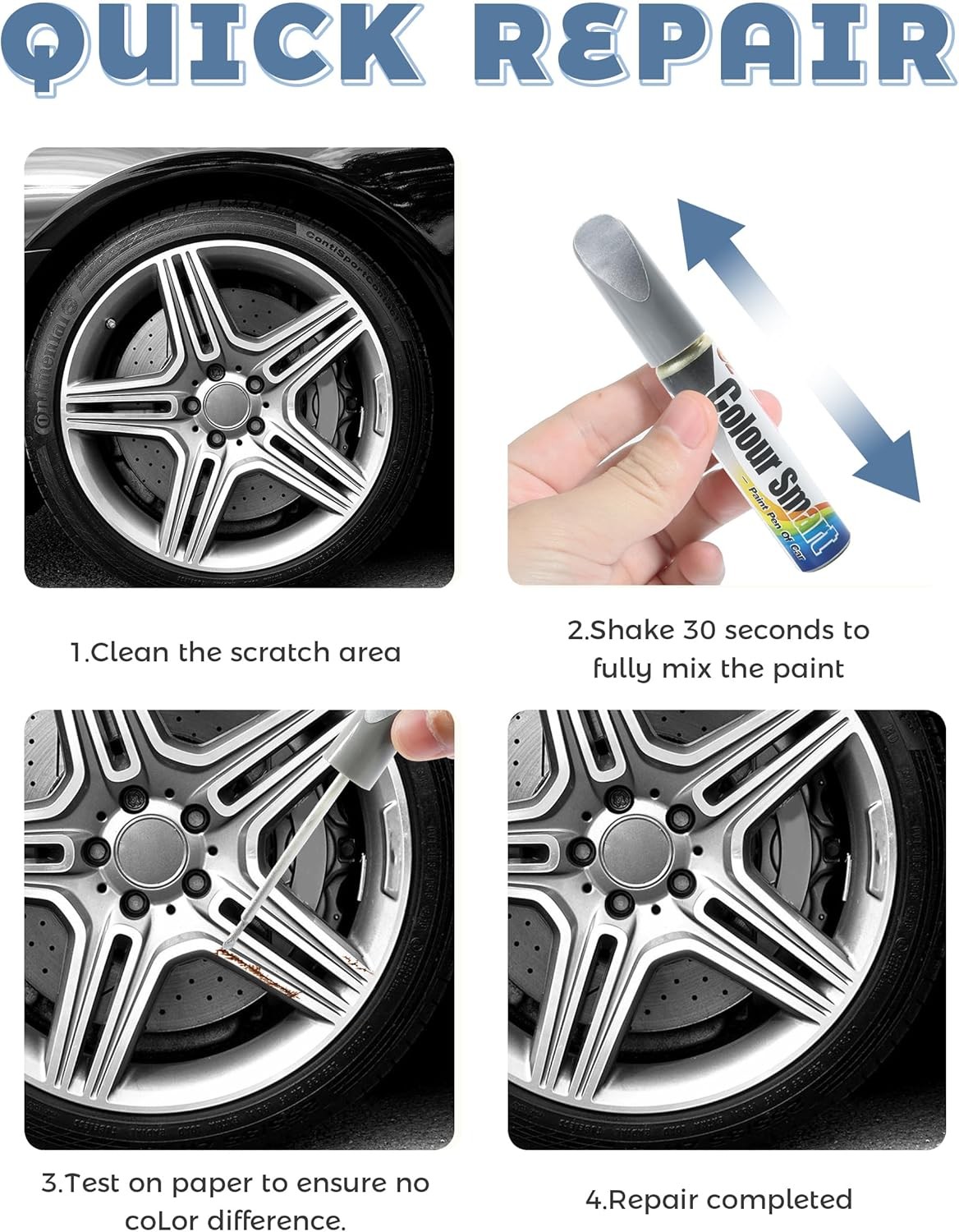 Rim Scratch Repair Paint Kit Silver – Wheel Touch-Up for Cars & SUVs Small Dents