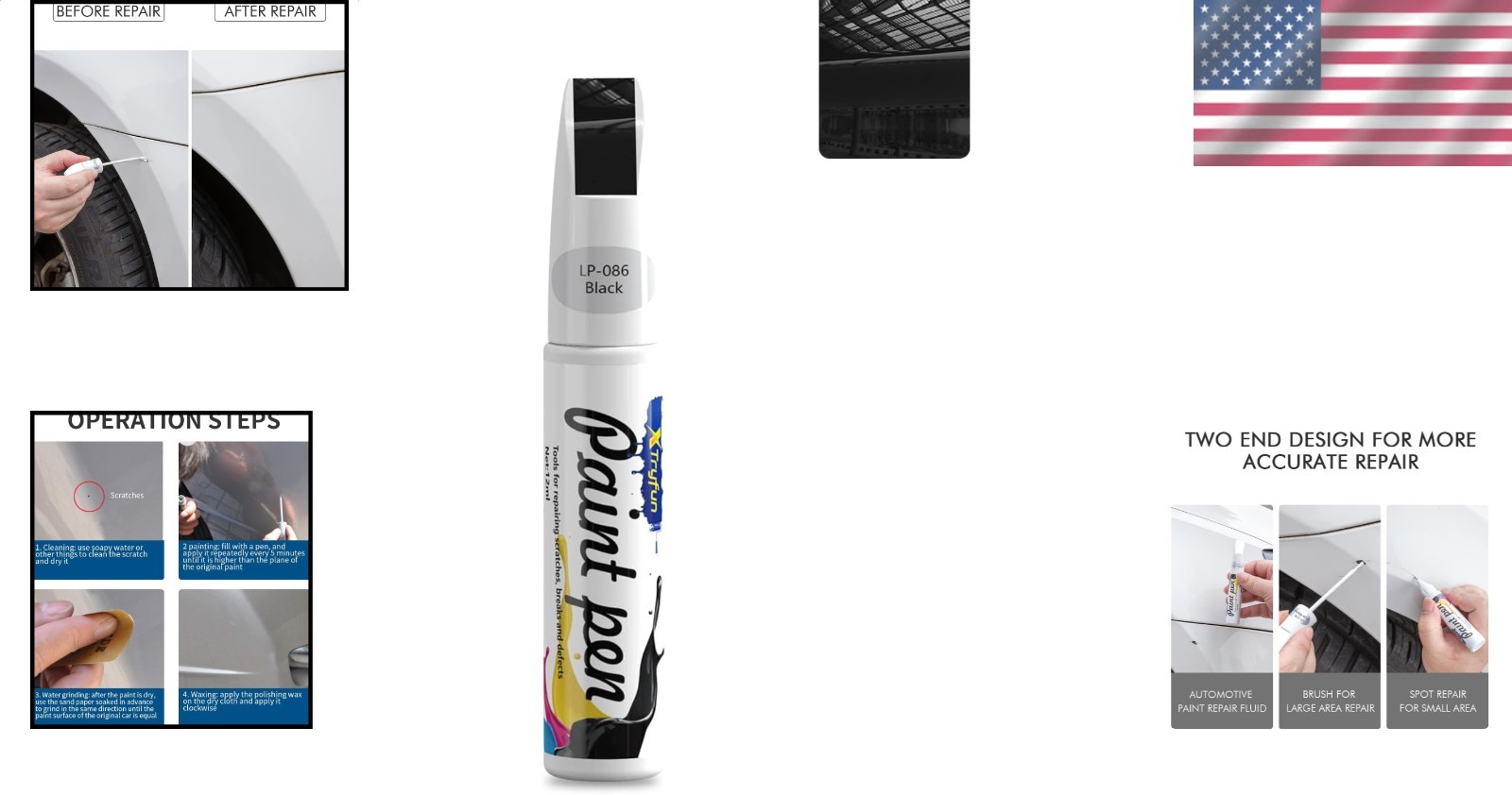 Black Auto Touch Up Paint Pen Rust Resistant Waterproof Car Repair Kit