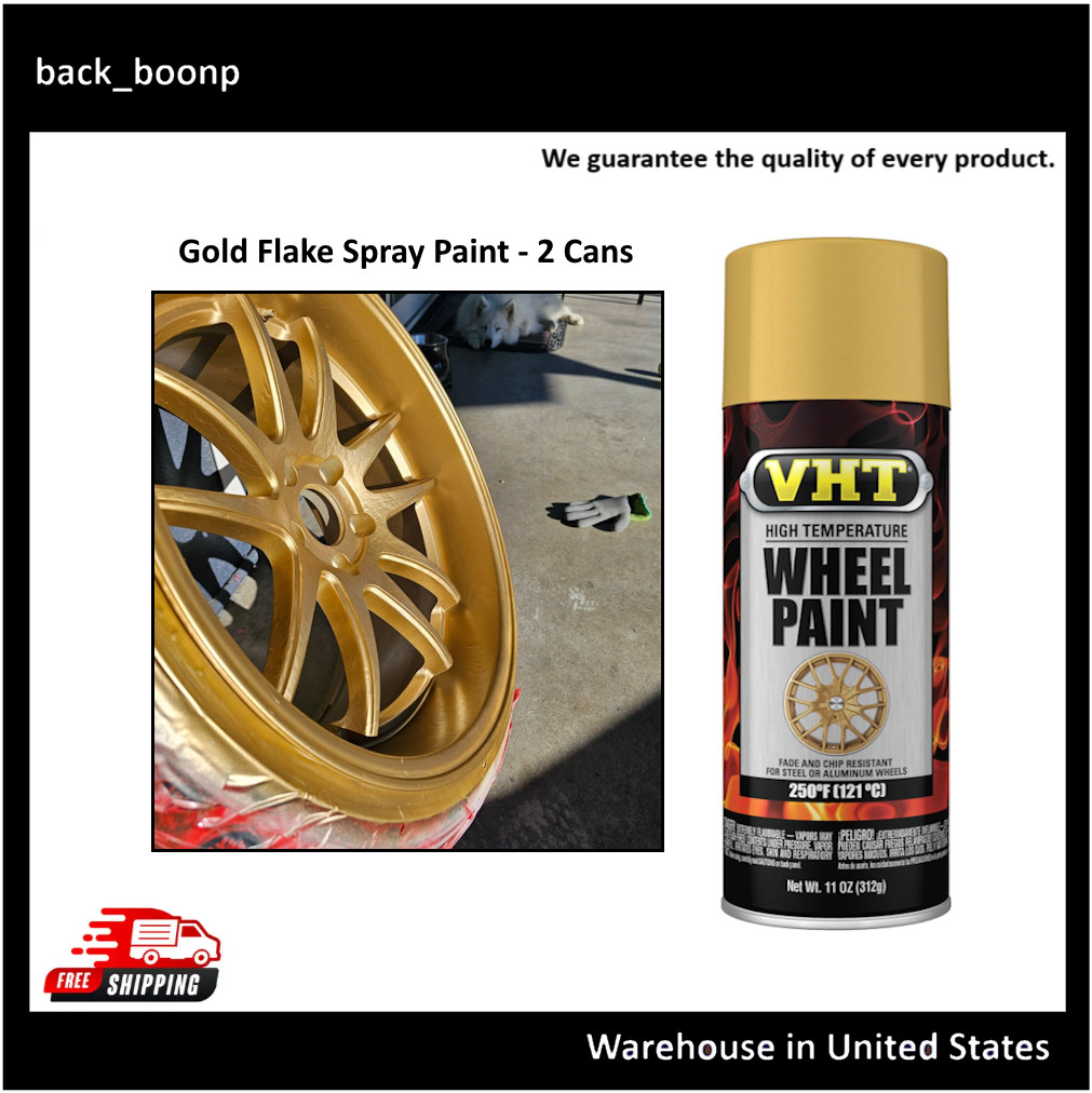 2PK Gold Flake Spray Paint Wheel Rims Steel Metal Alloy Aluminum Plastic Coating
