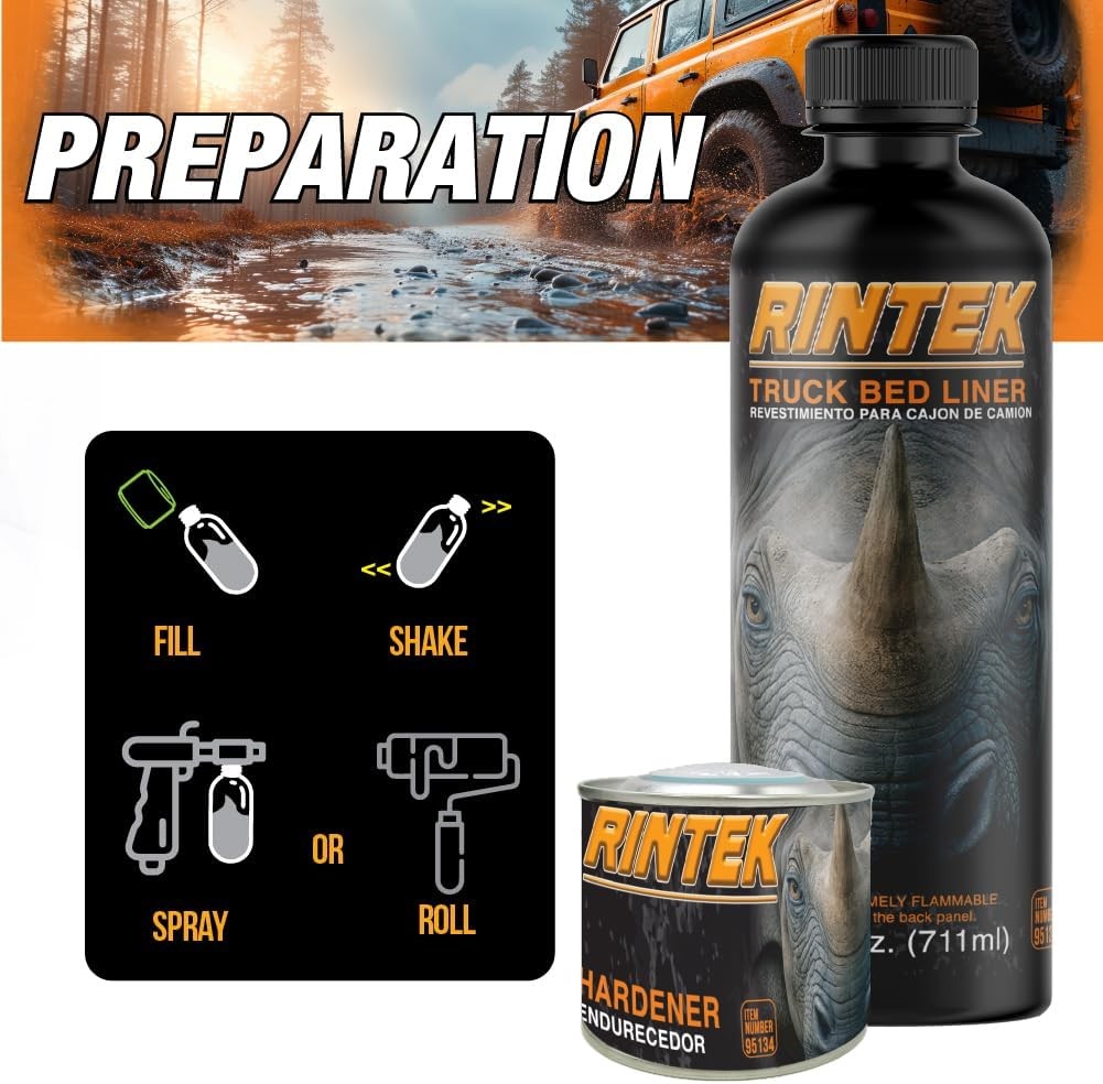 Rintek 1 Gal Spray-On Bed Liner Kit (2-Box) + Applicator Gun | 3:1 Urethane