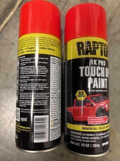 (2 CANS) PREMIUM Raptor 1K PRO Touch Up Paint Red 10 oz ea UP4906 FREE SHIPPING