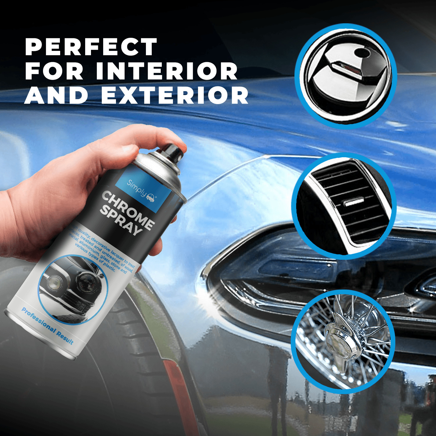 4 x Car Spray Paint CHROME Effect Wheel And Trims Aerosol Cans 400ml SP-014+G+M