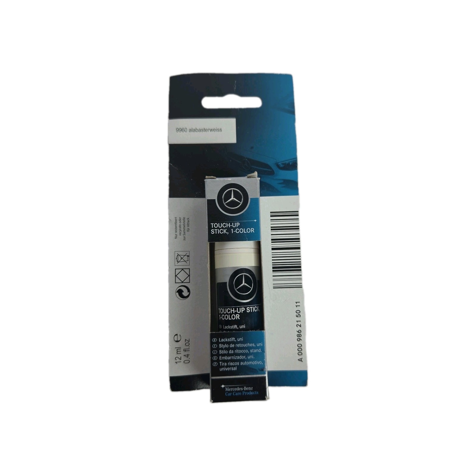Mercedes-Benz Genuine Touch-Up Paint Stick 9960 Alabasterweiss Color 12ml 0.4