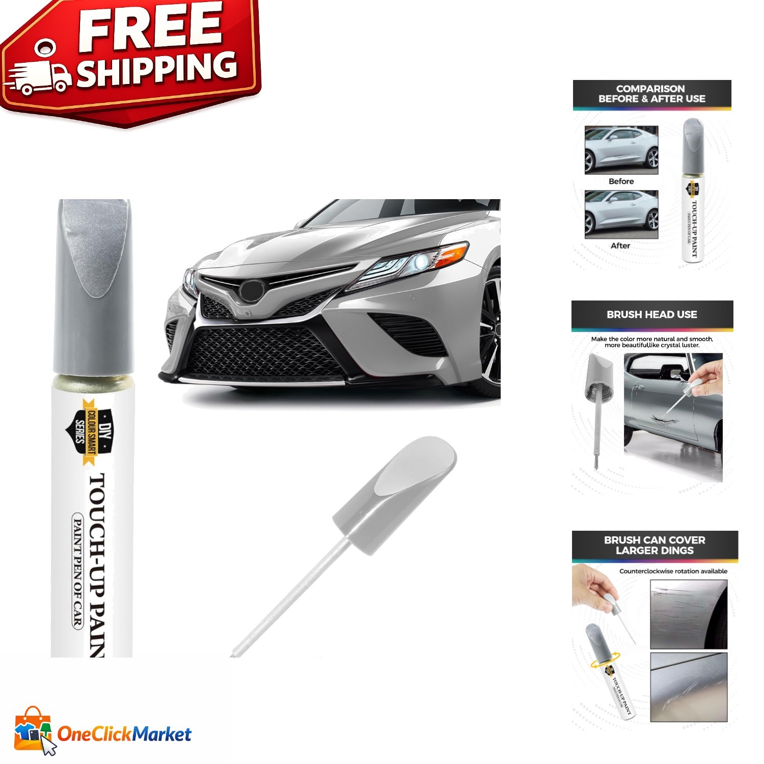 Rust Resistant Touch Up Paint Pen for Cars – Glossy Silver Finish, 10 Min Dry