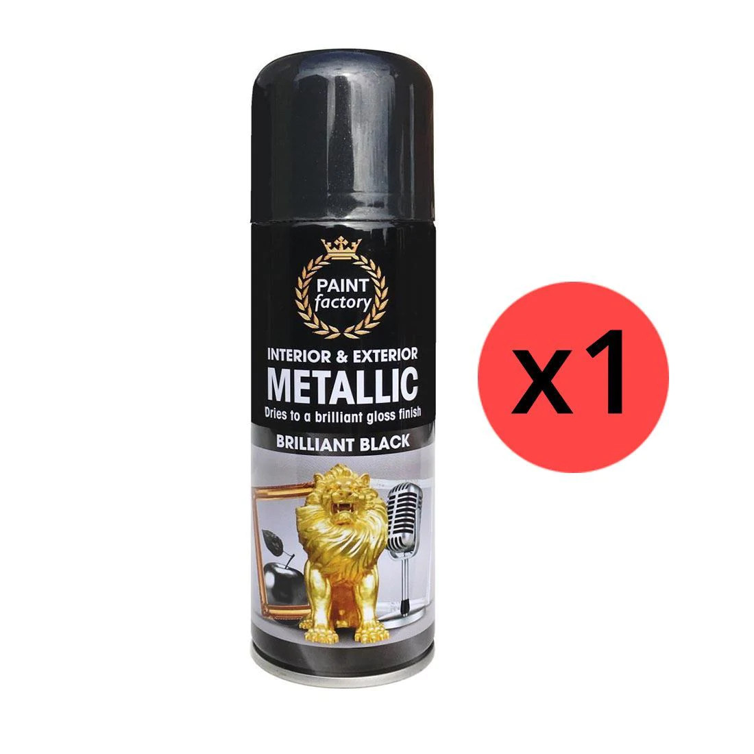 1 x Metallic Black Spray Paint Interior & Exterior Spray Aerosol Can 250ml