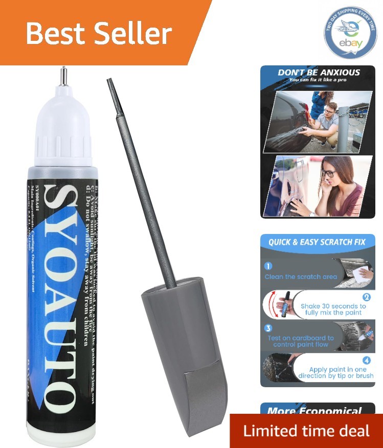 2-in-1 Silver Car Touch Up Paint 0.4 oz with Gloss Finish for Scratch Protection