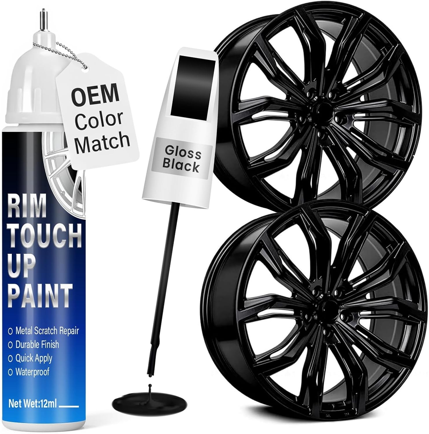 Gloss Black Rim Touch Up Paint, 0.4 Fl Oz (Pack of 1),