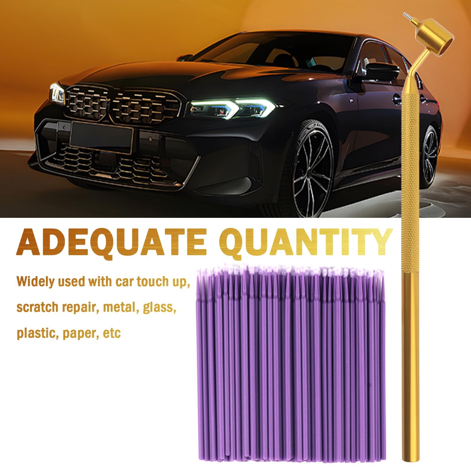 Paint Chip Repair Tool Fine Tip Applicator 0.5mm Gold Purple Micro Tip 100 PCS