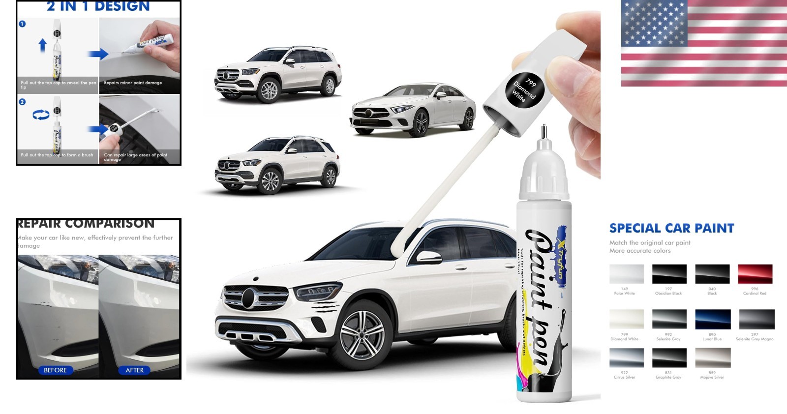 799 Diamond White Touch-Up Paint for Mercedes-Benz – Fast & Easy Scratch Repair