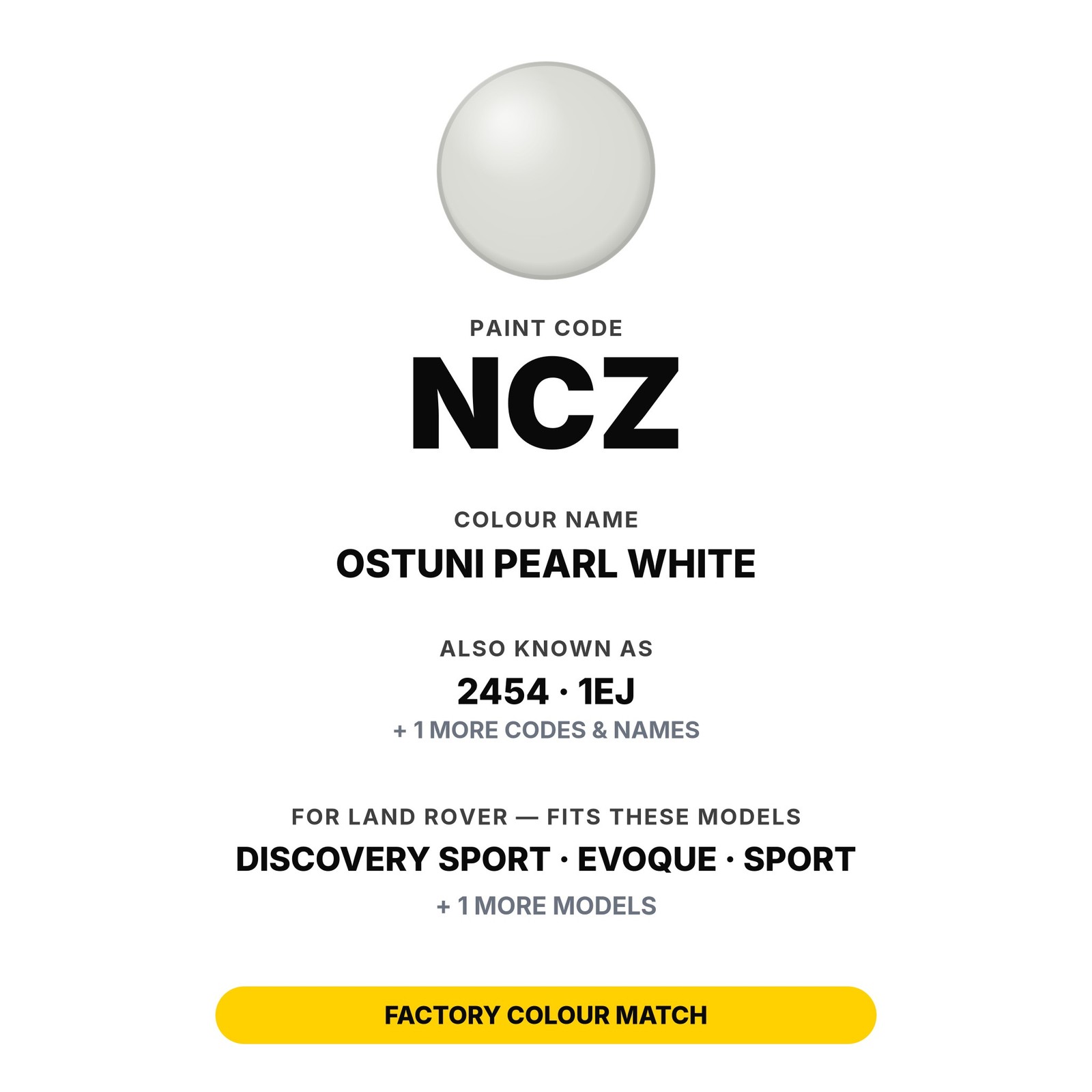 Touch Up Paint For Land Rover Discovery Sport NCZ Ostuni Pearl White Full Kit