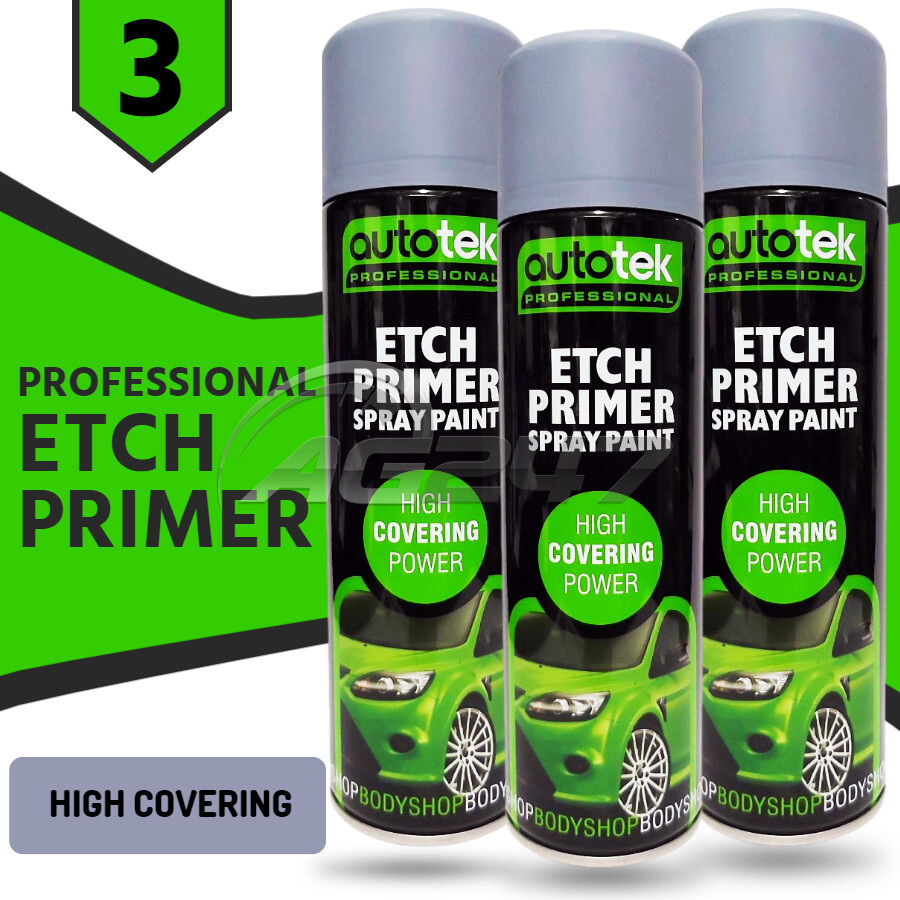 3x AUTOTEK Professional Can Grey Etch Primer Galvanized Aluminum Zinc Steel+G+M